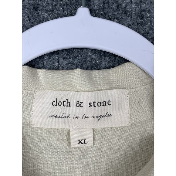 Anthropologie Cloth & Stone Linen Romper Tie Waist Rolled Hem SZ XL - Picture 5 of 16